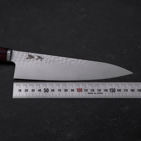 Gyuto VG-10 Tsuchime Oval Red Handle 180mm (7”)-[Musashi]-[Japanese-Kitchen-Knives]