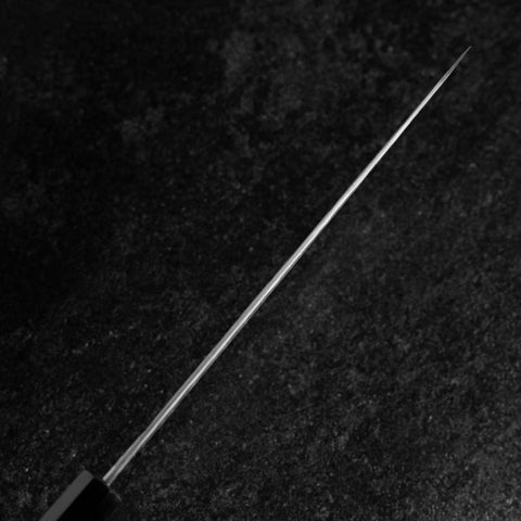 Gyuto White Steel #1 Kurouchi Tsuchime Buffalo Ebony Handle 210mm (8.3”)-[Musashi]-[Japanese-Kitchen-Knives]