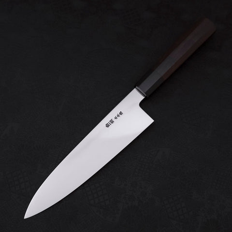 Gyuto White Steel #1 Mirror Water Honyaki Buffalo Ebony Handle With Sheath 210mm (8.3”)-[Musashi]-[Japanese-Kitchen-Knives]
