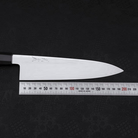 Gyuto White Steel #1 Mirror Water Honyaki Buffalo Ebony Handle With Sheath 210mm (8.3”)-[Musashi]-[Japanese-Kitchen-Knives]