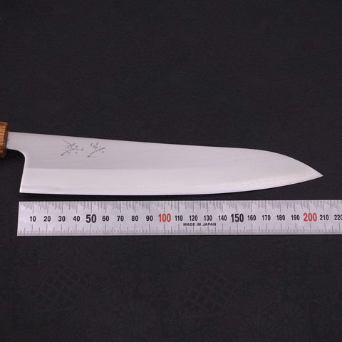 Gyuto White Steel #1 Polished Yaki Urushi Handle 210mm (8.3”)-[Musashi]-[Japanese-Kitchen-Knives]