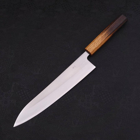 Gyuto White Steel #1 Polished Yaki Urushi Handle 240mm (9.4”)-[Musashi]-[Japanese-Kitchen-Knives]