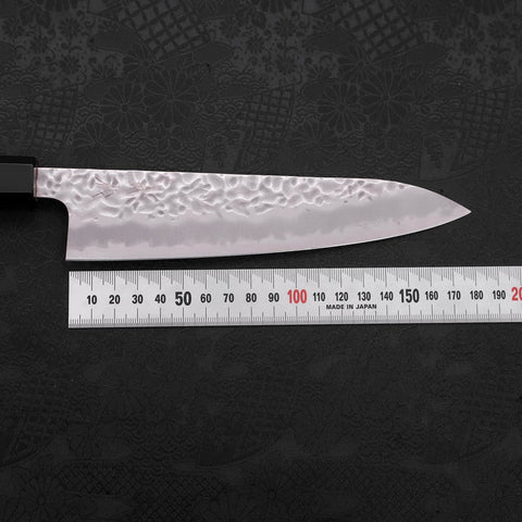 Gyuto White Steel #1 Stainless Clad Tsuchime Buffalo Teak Handle 180mm (7”)-[Musashi]-[Japanese-Kitchen-Knives]