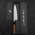 Gyuto White Steel #1 Stainless Clad Tsuchime Buffalo Teak Handle 180mm (7”)-[Musashi]-[Japanese-Kitchen-Knives]