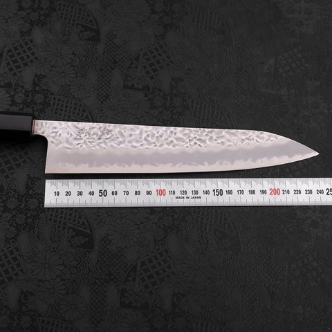 Gyuto White Steel #1 Stainless Clad Tsuchime Walnut Handle 240mm (9.4”)-[Musashi]-[Japanese-Kitchen-Knives]