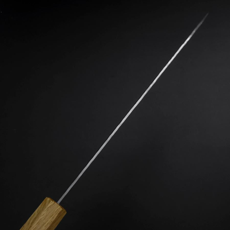 Gyuto White Steel #1 Tsuchime Oak Handle 210mm (8.3”)-[Musashi]-[Japanese-Kitchen-Knives]