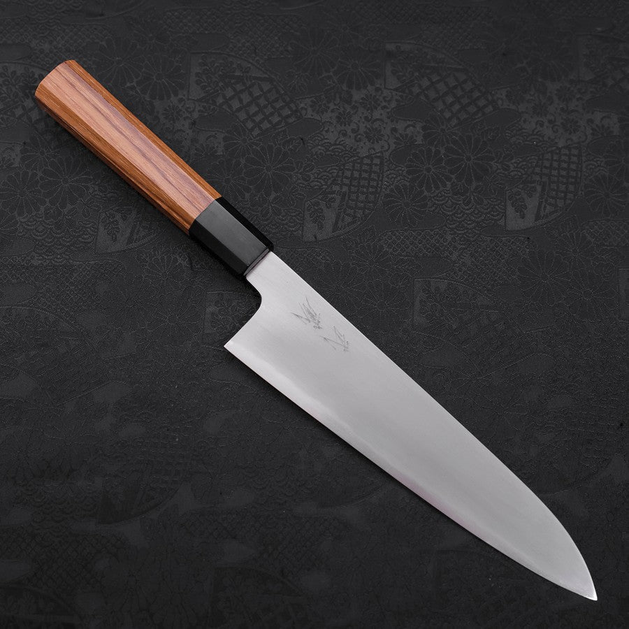 Gyuto White Steel #2 Kasumi Buffalo Teak Handle 210mm (8.3”)-[Musashi]-[Japanese-Kitchen-Knives]