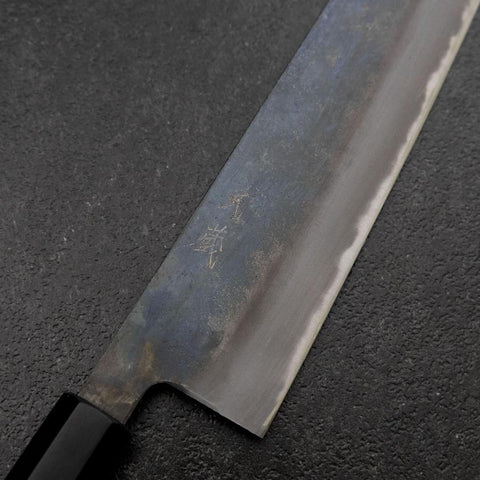 Gyuto White Steel #2 Kurouchi Buffalo Magnolia Handle 240mm (9.4”)-[Musashi]-[Japanese-Kitchen-Knives]
