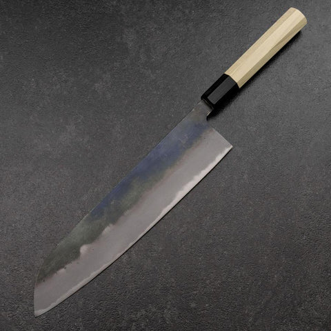 Gyuto White Steel #2 Kurouchi Buffalo Magnolia Handle 240mm（wider width） (9.4”)-[Musashi]-[Japanese-Kitchen-Knives]