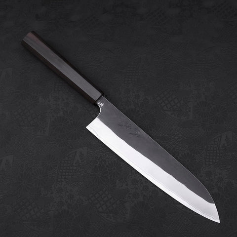 Gyuto White Steel #2 Kurouchi Stainless Clad Ebony Handle 210mm (8.3”)-[Musashi]-[Japanese-Kitchen-Knives]