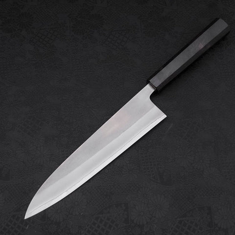 Gyuto White Steel #2 Nashiji Ebony Handle 210mm (8.3”)-[Musashi]-[Japanese-Kitchen-Knives]