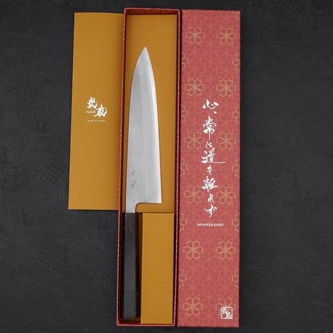 Gyuto White Steel #2 Nashiji Ebony Handle 210mm (8.3”)-[Musashi]-[Japanese-Kitchen-Knives]