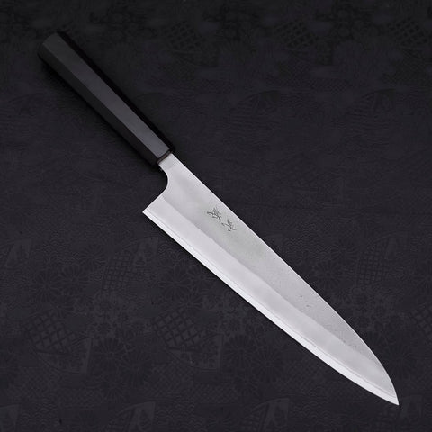 Gyuto White Steel #2 Nashiji Ebony Handle 240mm (9.4”)-[Musashi]-[Japanese-Kitchen-Knives]