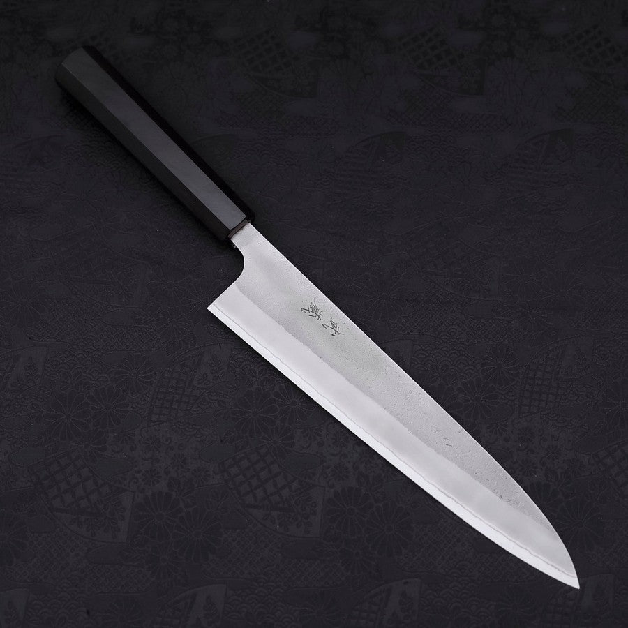 Gyuto White Steel #2 Nashiji Ebony Handle 240mm (9.4”)-[Musashi]-[Japanese-Kitchen-Knives]