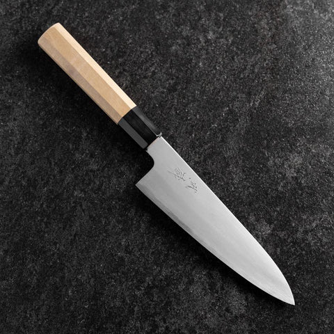 Gyuto White Steel #2 Polished Buffalo Magnolia Handle 165mm (6.5”)-[Musashi]-[Japanese-Kitchen-Knives]