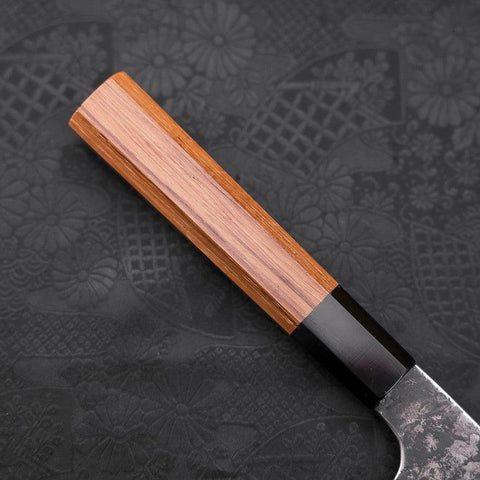 Gyuto White Steel #2 Stainless Clad Kurouchi Buffalo Teak Handle 210mm (8.3”)-[Musashi]-[Japanese-Kitchen-Knives]