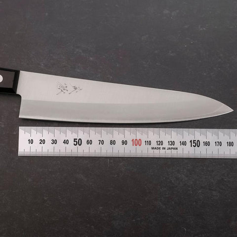 Gyuto White Steel #2 Stainless Clad Polished Western Black Handle 180mm (7”)-[Musashi]-[Japanese-Kitchen-Knives]