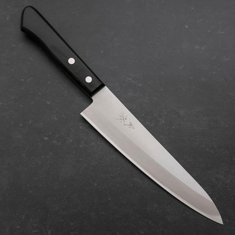 Gyuto White Steel #2 Stainless Clad Polished Western Black Handle 180mm (7”)-[Musashi]-[Japanese-Kitchen-Knives]