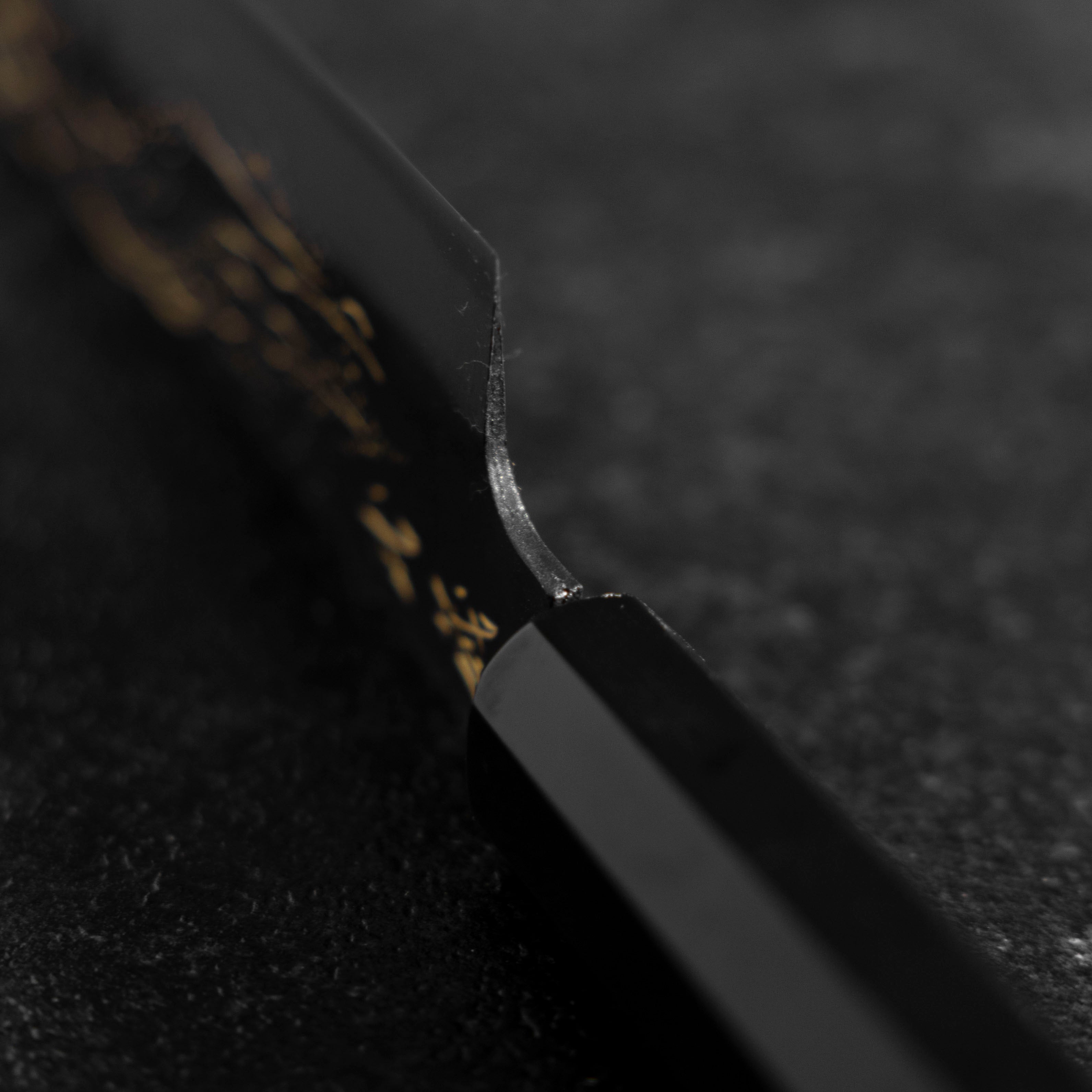 Santoku Blue Steel #2 Kurouchi Chokin Deer Buffalo Ebony Handle 165mm (6.5