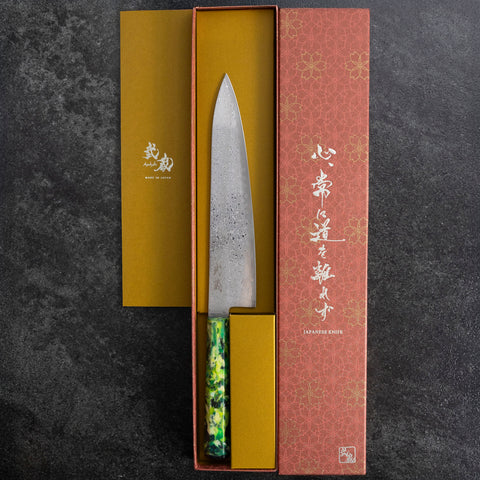 Gyuto VG-10 Damascus Ocean Green Mix Handle 210mm (8.3”)