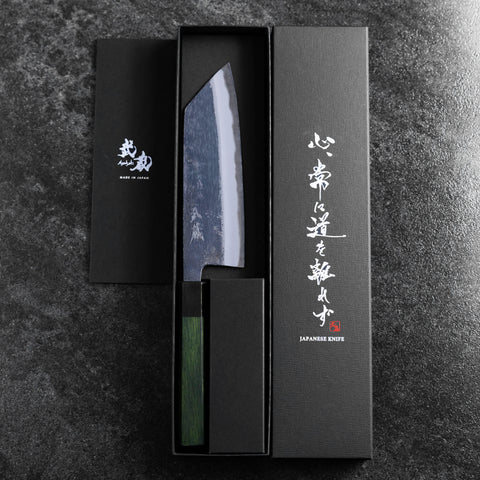 Bunka Stainless Clad Blue Super Kurouchi Green Urushi Handle 170mm (6.7”)