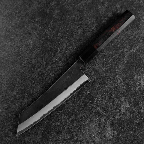 Hakata Blue Steel #2 Kurouchi Buffalo Ebony Handle 180mm (7”)-[Musashi]-[Japanese-Kitchen-Knives]