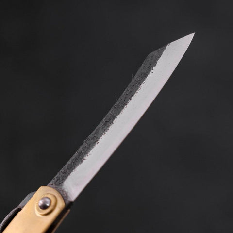 Higonokami Aogami 120mm Brass Kurouchi Tsuchime (4.7”)-[Musashi]-[Japanese-Kitchen-Knives]
