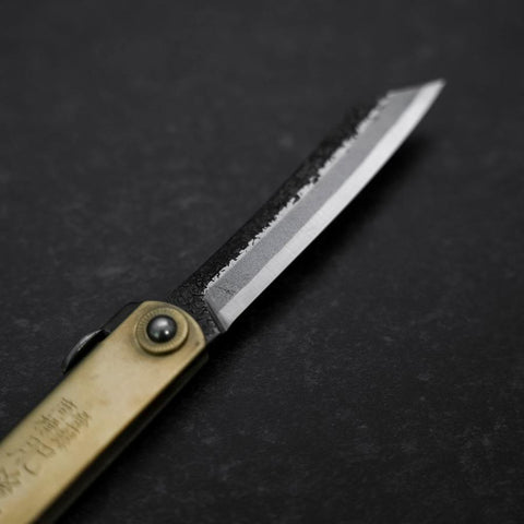 Higonokami Aogami 80mm Brass Kurouchi Nashiji (3.1”)-[Musashi]-[Japanese-Kitchen-Knives]