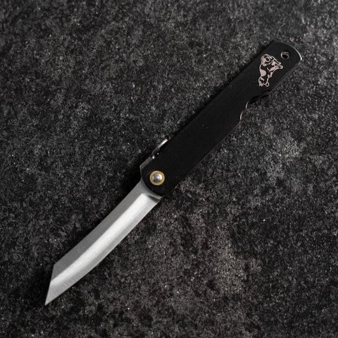 Higonokami Aogami Eto Inu 80mm Black (3.1”)-[Musashi]-[Japanese-Kitchen-Knives]