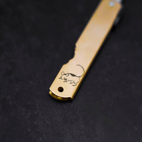 Higonokami Aogami Eto Ne 80mm Brass (3.1”)-[Musashi]-[Japanese-Kitchen-Knives]
