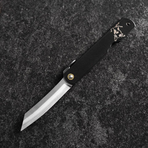 Higonokami Aogami Eto Ushi 80mm Black (3.1”)-[Musashi]-[Japanese-Kitchen-Knives]