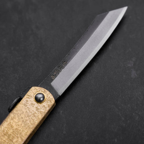 Higonokami Aogami Kurouchi 100mm Gold Bright (3.9”)-[Musashi]-[Japanese-Kitchen-Knives]