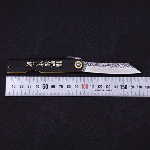 Higonokami VG-10 Tsuchime Black Leather 100mm (3.9”)-[Musashi]-[Japanese-Kitchen-Knives]