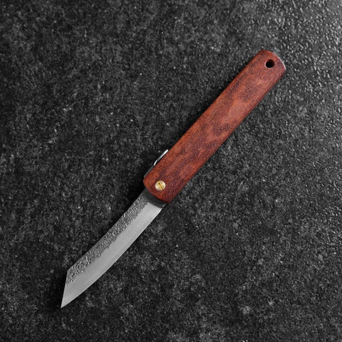 Higonokami VG-10 Tsuchime Red Natural Wood 100mm (3.9”)-[Musashi]-[Japanese-Kitchen-Knives]