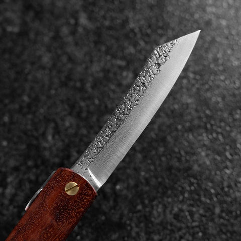 Higonokami VG-10 Tsuchime Red Natural Wood 100mm (3.9”)-[Musashi]-[Japanese-Kitchen-Knives]