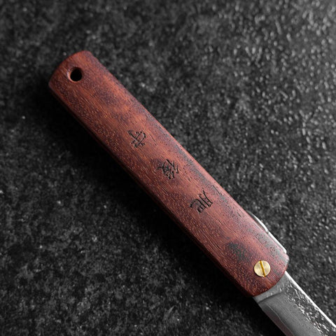 Higonokami VG-10 Tsuchime Red Natural Wood 100mm (3.9”)-[Musashi]-[Japanese-Kitchen-Knives]