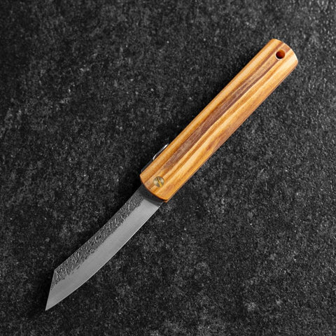 Higonokami VG-10 Tsuchime Yellow Natural Wood 100mm (3.9”)-[Musashi]-[Japanese-Kitchen-Knives]