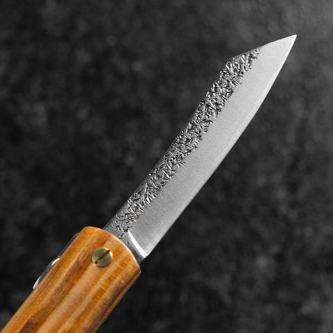 Higonokami VG-10 Tsuchime Yellow Natural Wood 100mm (3.9”)-[Musashi]-[Japanese-Kitchen-Knives]