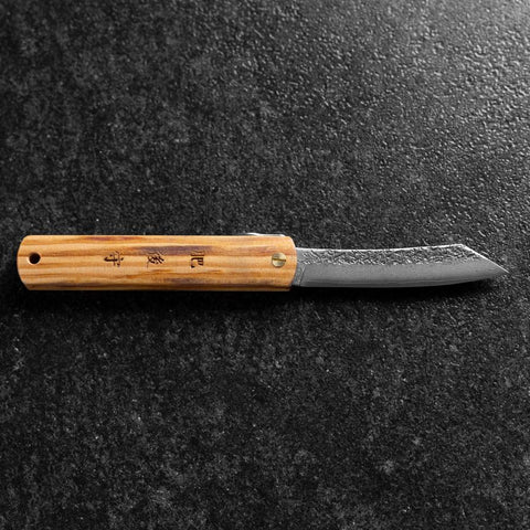 Higonokami VG-10 Tsuchime Yellow Natural Wood 100mm (3.9”)-[Musashi]-[Japanese-Kitchen-Knives]