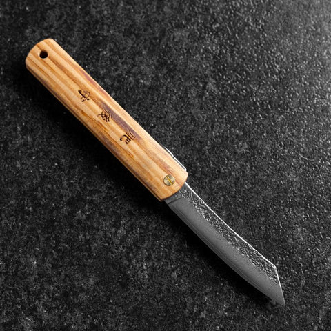 Higonokami VG-10 Tsuchime Yellow Natural Wood 100mm (3.9”)-[Musashi]-[Japanese-Kitchen-Knives]