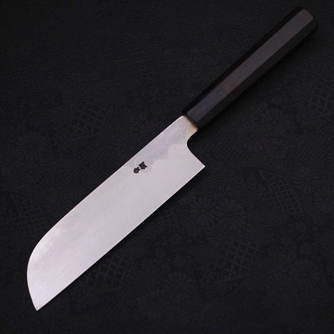 Kama Usuba(Kansai) Blue Steel #2 Suminagashi Buffalo Ebony Handle 180mm (7”)-[Musashi]-[Japanese-Kitchen-Knives]