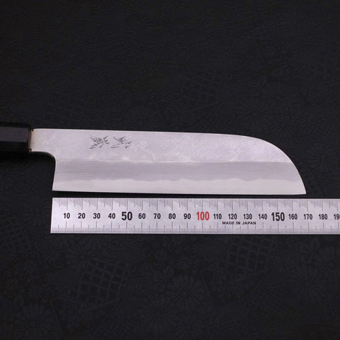 Kama Usuba(Kansai) Blue Steel #2 Suminagashi Buffalo Ebony Handle 180mm (7”)-[Musashi]-[Japanese-Kitchen-Knives]