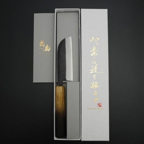 Kawamuki White Steel #1 Kurouchi Yaki Urushi Handle 100mm (3.9”)-[Musashi]-[Japanese-Kitchen-Knives]