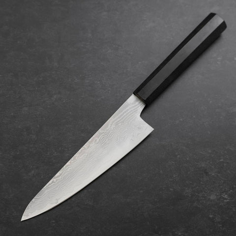 Kengata Petty VG-10 Damascus Ashwood Handle 145mm (5.7”)-[Musashi]-[Japanese-Kitchen-Knives]