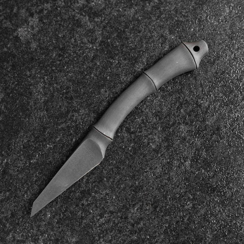 Kiridashi Knife D2 Polished Stainless Bamboo Joint Design Handle 70mm With Leather Sheath (2.7”)-[Musashi]-[Japanese-Kitchen-Knives]