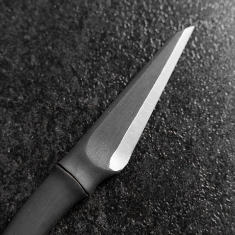 Kiridashi Knife D2 Polished Stainless Bamboo Joint Design Handle 70mm With Leather Sheath (2.7”)-[Musashi]-[Japanese-Kitchen-Knives]