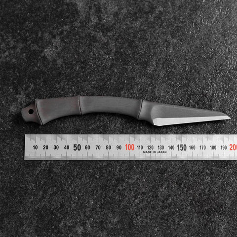 Kiridashi Knife D2 Polished Stainless Bamboo Joint Design Handle 70mm With Leather Sheath (2.7”)-[Musashi]-[Japanese-Kitchen-Knives]