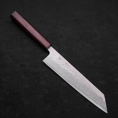 Kiritsuke AUS-10 Nashiji Damascus Purple Urushi Handle 210mm (8.3”)-[Musashi]-[Japanese-Kitchen-Knives]