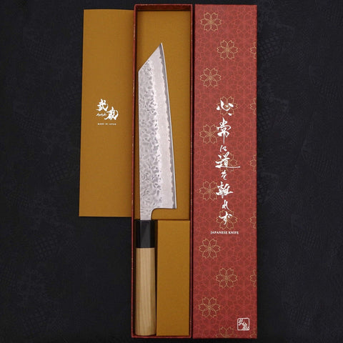 Kiritsuke AUS-10 Tsuchime Damascus Buffalo Magnolia Handle 210mm (8.3”)-[Musashi]-[Japanese-Kitchen-Knives]