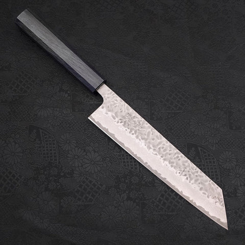 Kiritsuke AUS-10 Tsuchime Damascus Dark-Blue Urushi Handle 210mm (8.3”)-[Musashi]-[Japanese-Kitchen-Knives]